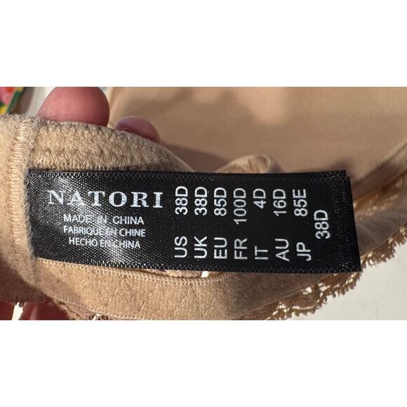 Natori Size 38D Feathers Contour Plunge Bra Style# 730023 Cafe Underwire Beige - Picture 6 of 7